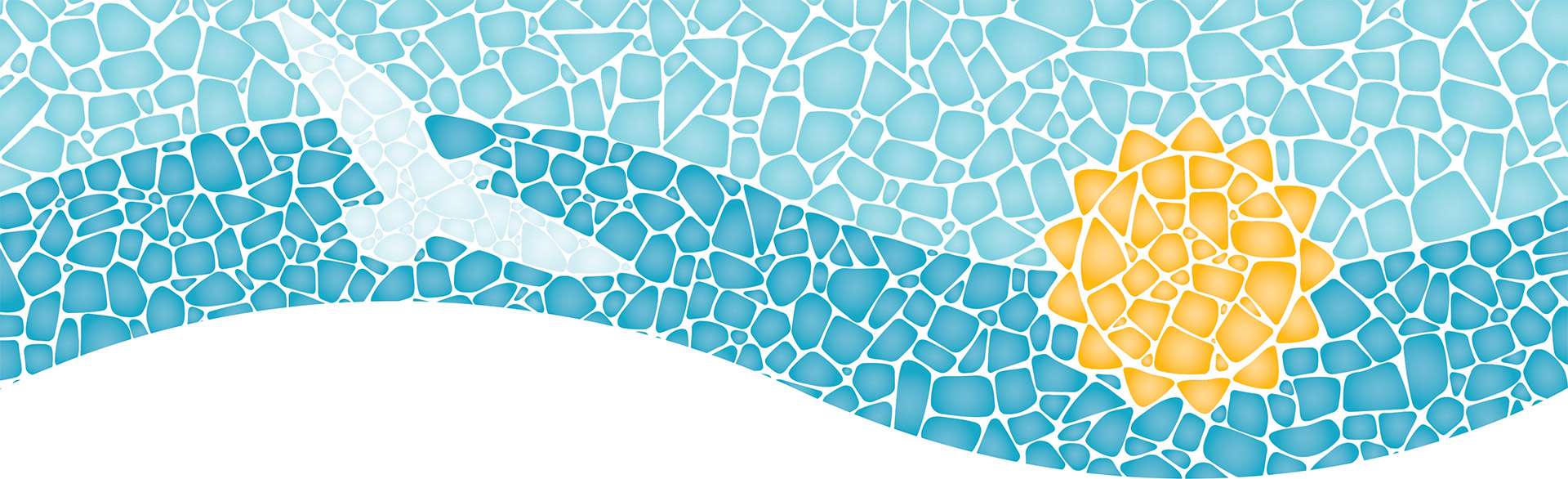 tile mosaic of sky, seagull and sun