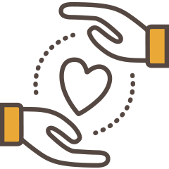 hands around heart icon