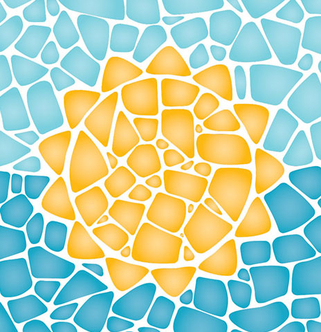 tile mosaic of sun and sky