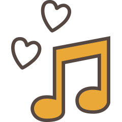 musical note and two hearts icon