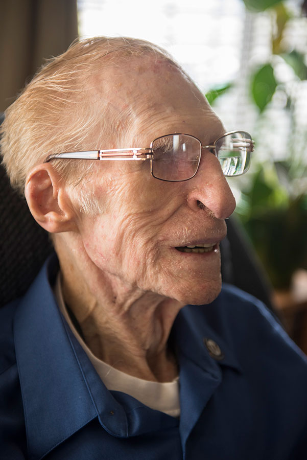 closeup of elderly person with glasses
